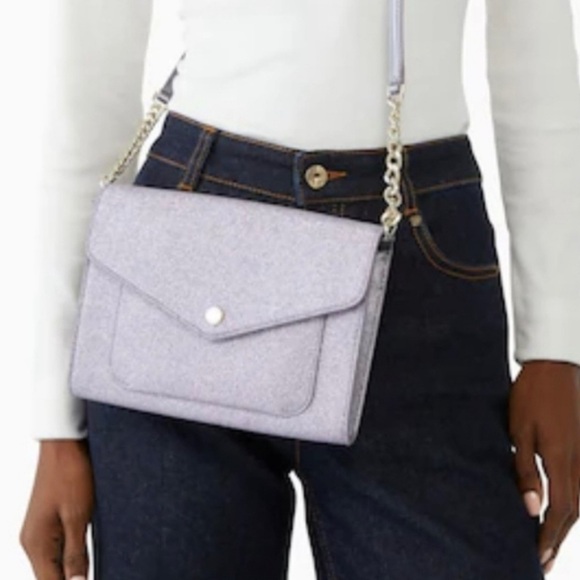 Kate Spade Tinsel Glitter Fabric Crossbody  Lilac Frost - Picture 2 of 12
